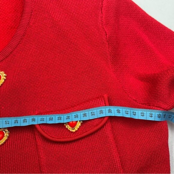🆕 SELF-PORTRAIT 🧿 NWOT Red Knit Heart Buttoned Cardigan + Midi Skirt Set Sz M - Picture 15 of 15